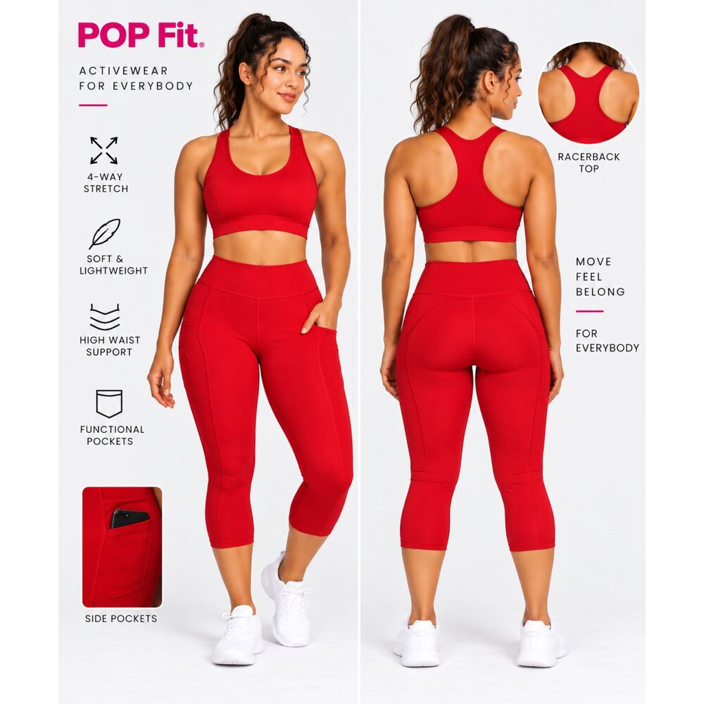 POP Fit 2 Piece Activewear Set Women's Matching Workout Athleisure Y2K
